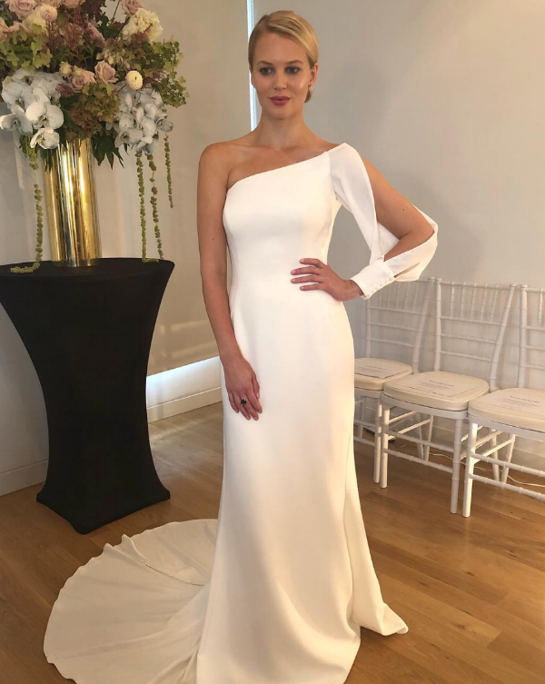 One shoulder wedding gown