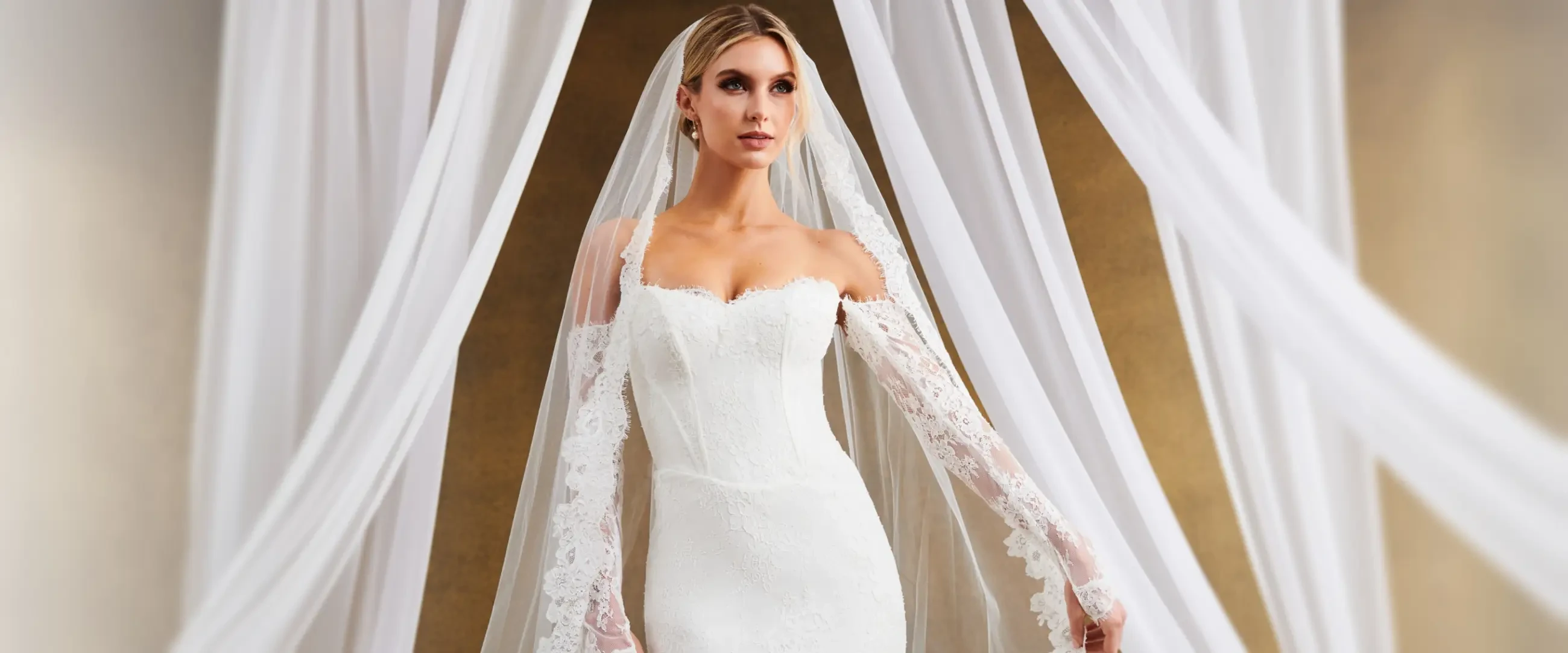 Model wearing a bridal dress